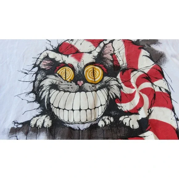 VTG 90s Cheshire Cat T Shirt Andazia Alice In Wonderland USA Made, Single Stitch